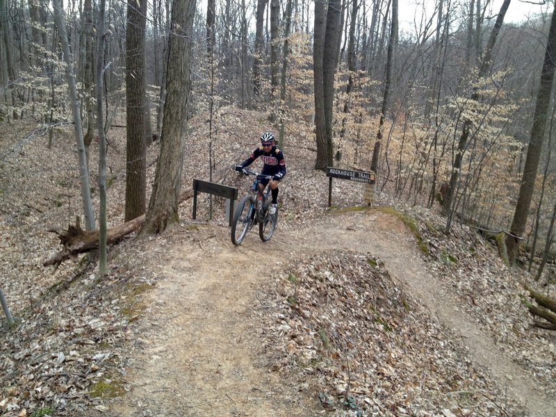 Nailing the switchback on Rockhouse Trail is not easy.