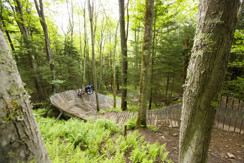 H Trail features an impressive section of giant wooden berms.