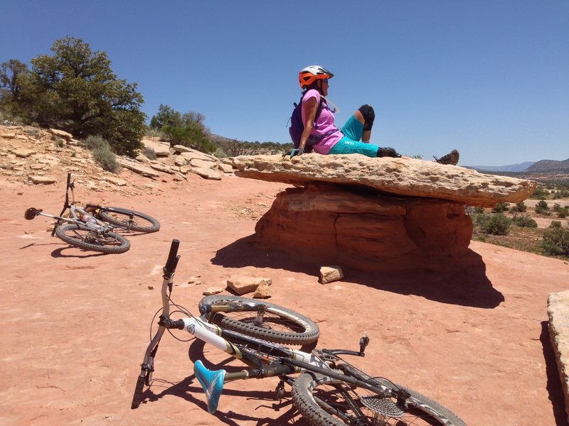 Break time after a nice slickrock climb.