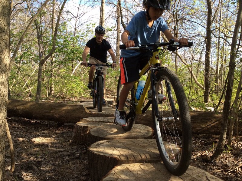 The newest feature, the Lily Pads, challenges riders on an elevated path made of wood chip lily pads!