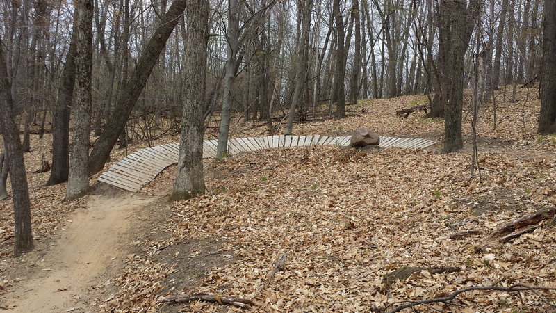 A wooden berm.