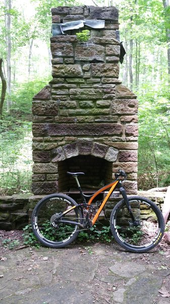 Outdoor fireplace... great place for a short break to refuel!