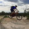 Riding through an open granite area along the Woodhaul Wagon Road.