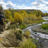 Technical section at cliffs edge above Bear River.