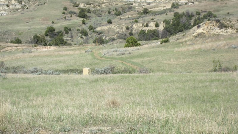 Trail at Tom's Wash Trail-head with water cash (locker)