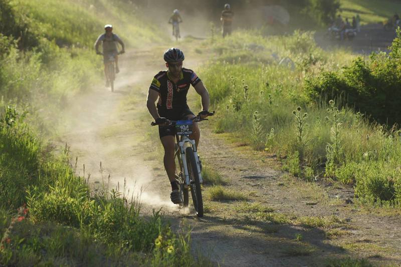 Racers finishing up on the Parking Lot Connector.