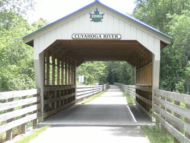 One of two covered bridges you'll encounter on the trail.