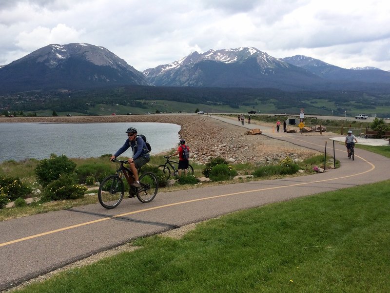 The Dillon Dam, with Buffalo Mountain and Red Peak in the distance.