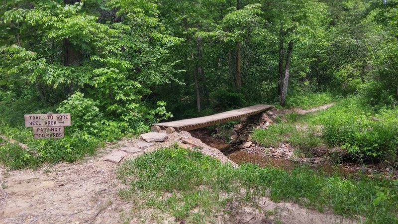 Intersection of Sore Heel Trail with Bald Rock Fork Rd.  You can ride through the creek on the right.