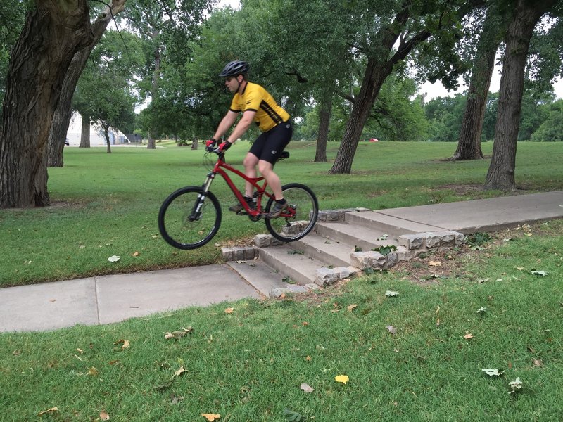 Another small set of stairs with a straight approach and landing; good for learning to jump the stairs instead of just riding down them.