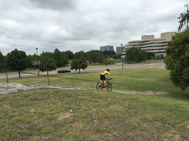 Long, shallow stairs to practice on if you're new to stairs.