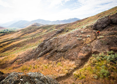The optional steep rock slab on the upper portion of Punchline.