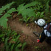 A racer starts on Falcon Punch during the Cascadia National Enduro Championship.