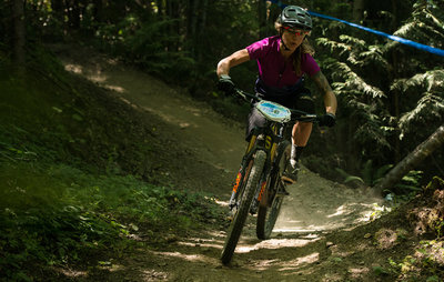 Racing down Double Bypass during the Cascadia National Enduro Championship.