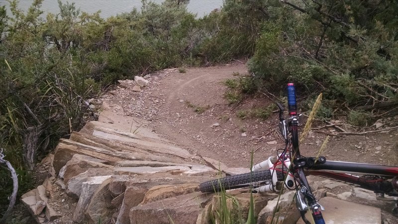 Stacked Sandstone berm at switchback rides great heading upriver.