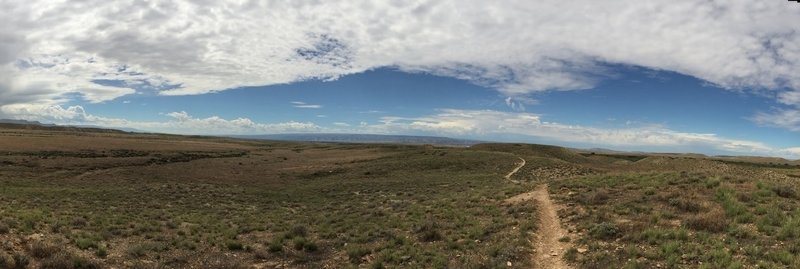 View of Western Zippety facing south towards Fruita. Zippety ridge runs parallel on the left.