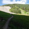 Part of Jenni's Trail looking out towards the tailings pile, which the trail later crosses over.