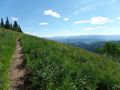 Near the end of Tommy's Two Step, with great views looking out over Park City.