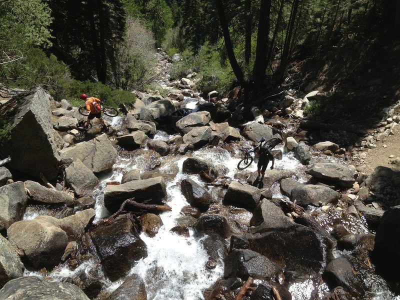 Crossing Hawley Falls when it is running pretty good.