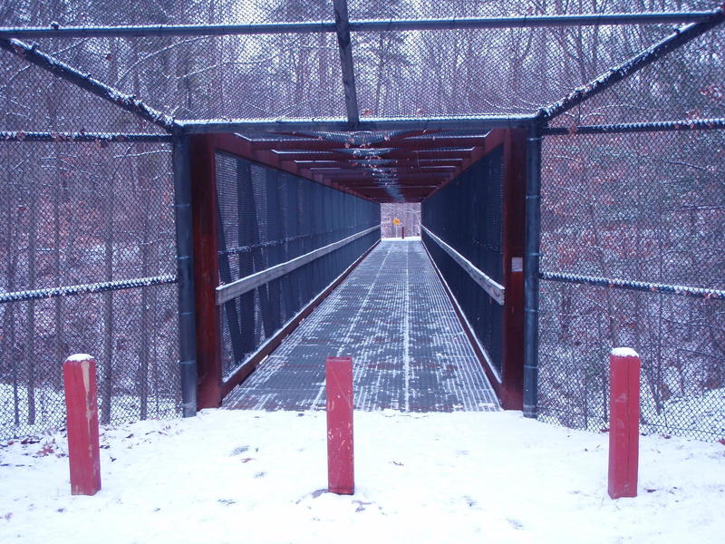 RR Bridge entrance to Accotink Park trails from Carleigh Parkway.