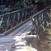 Foot bridge at Robert's Camp.  Cross the bridge or ride through the creek and start the climb up the paved fireroad to the Chantry Flat parking lot.