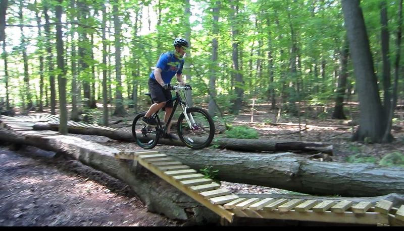 Riding the horseshoe-shaped stunt (backwards) on Hansen's Be-Bop, which was not given an individual name. The names of the trails at Burchfield are based on movie names, though I'm not sure which movie this trail name refers to. The other stunts on this trail are named for music-related movies.