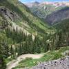 Looking back at the steep switchbacks after the tallest falls.  This is where the going gets tough.