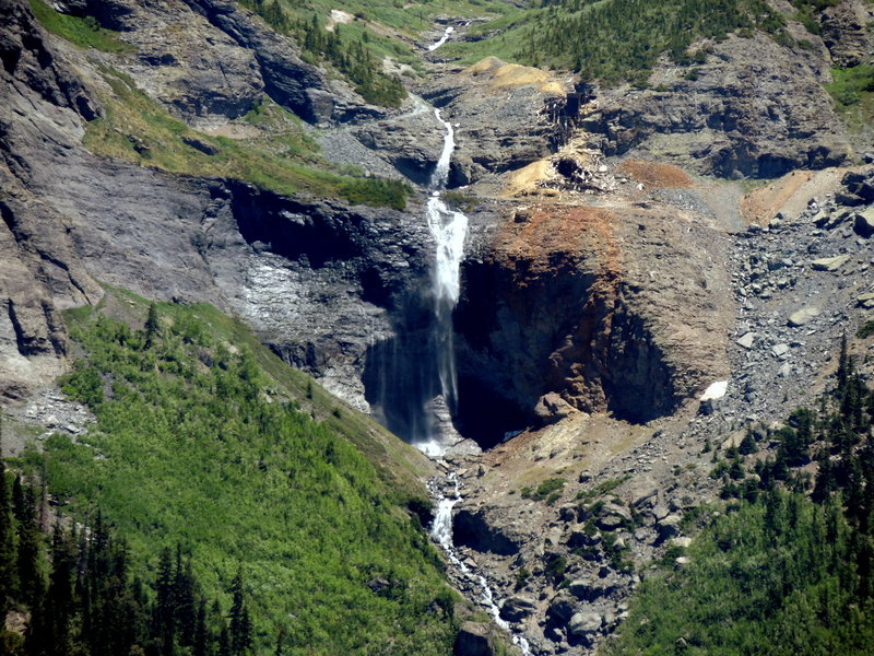 Looking up to the falls.