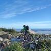 Riding a creek on the coastal section of track