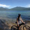 Taking a break on a small, sandy Priest Lake beach.