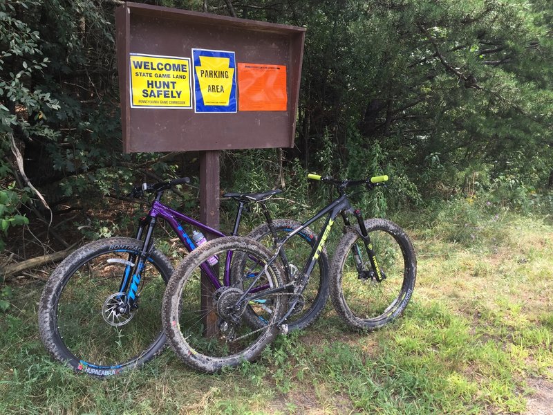 Parking lot at start of Bavington