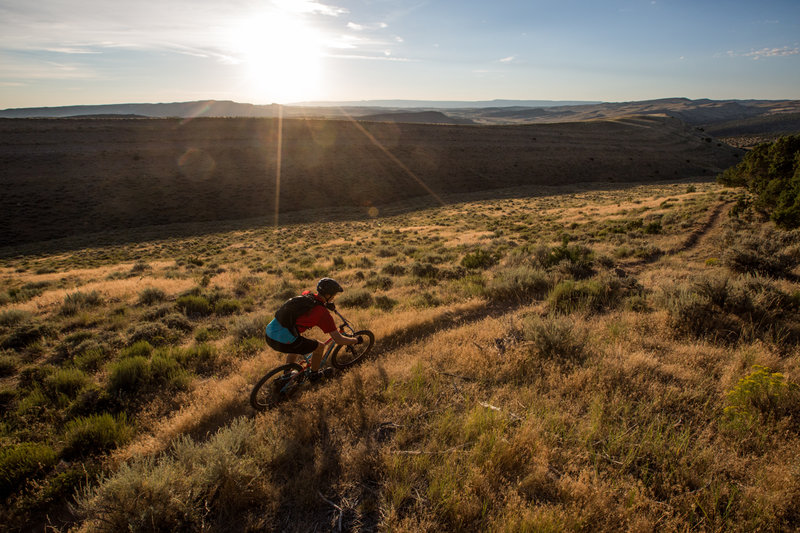 An early morning descent on the Johnny On Top trail.