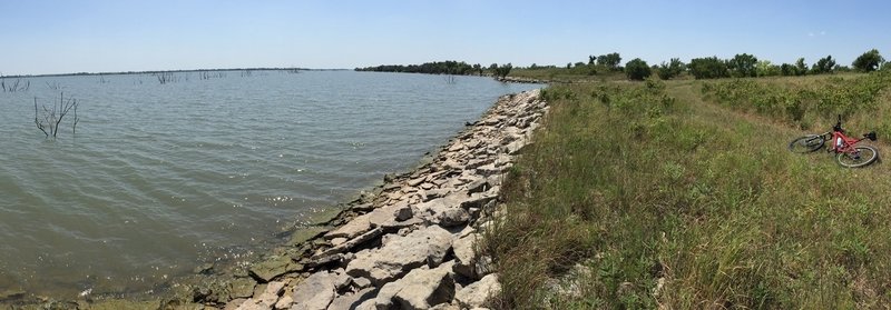 One of the few places on the trail that are right up against the lake.  Great view!