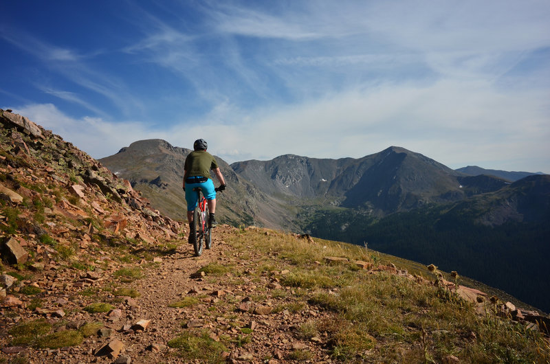 On the final push to the pass, James Peak in background.