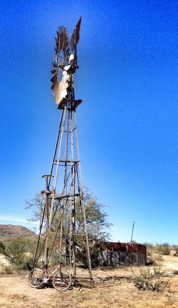 The Black Tank and windmill on the Honeybee Canyon Loop.