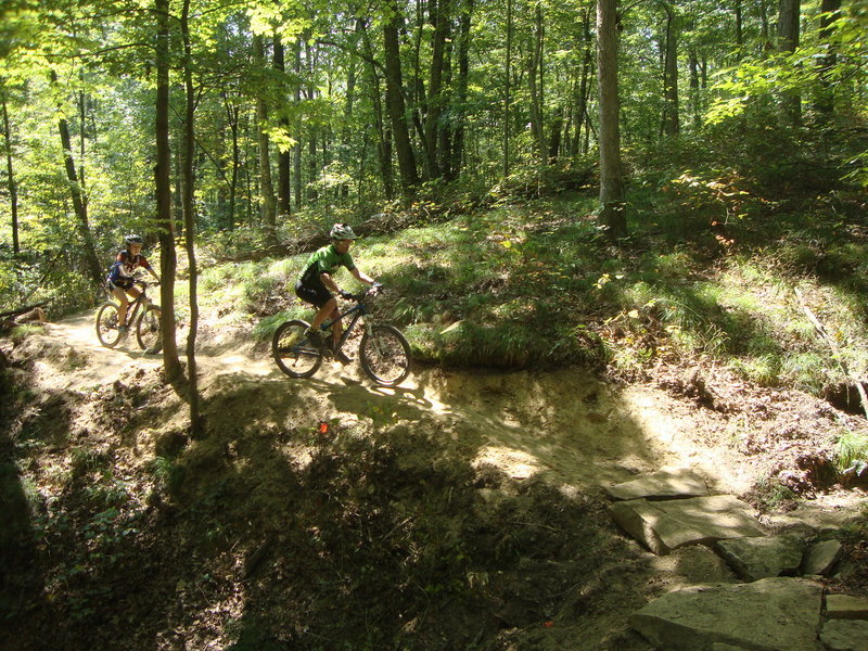 Riders will have to make tight turns onto rock armored ravine crossings at Brown County State Park