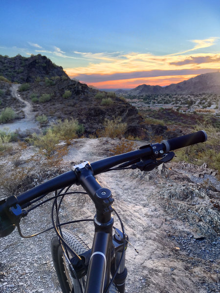 This section of Trail 100 has mild-moderate singletrack and some steep, but short climbs. The views can pay off in the early evening.