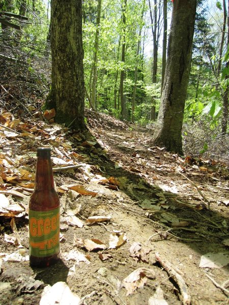 Green trail IPA on the Green trail!  Nice bench cut too.