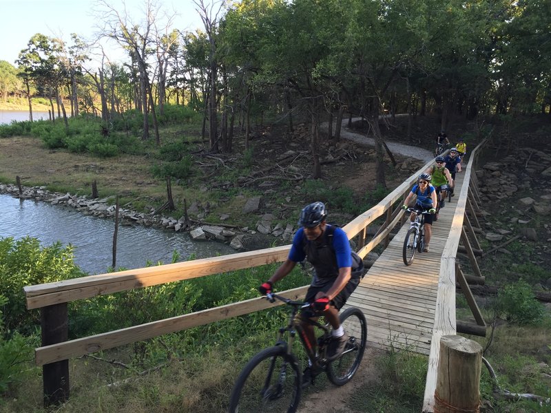 The only bridge on the trail; this one takes you from chat to the rocks!