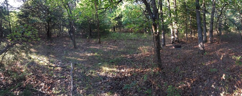 "Back-country camping area"  No fires!!  There's supposed to be three more of these around this trail, but I think one was destroyed summer 2015 in a flood and not sure if the other was mowed that summer.