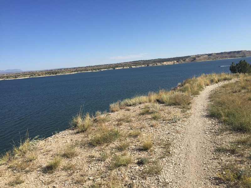 Riding along the Outer Limits trail at Lake Pueblo.