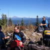 Grabbing some lunch after the climb with amazing views of the Three Sisters, Broken Top and Mt. Bachelor on the horizon.