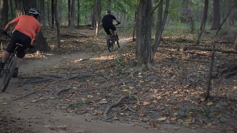 Jason and Ryan tackle a rooty climb.