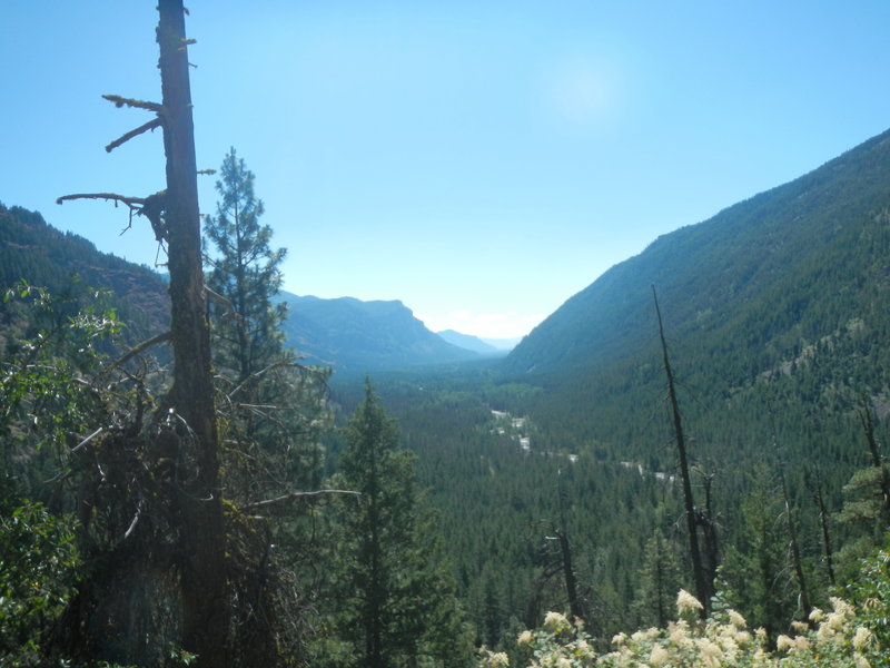 Looking back at the valley floor forward Mazama, near the beginning of the climb.