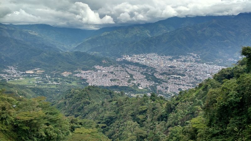 Ibague city view. In the back is the road through the mountain to Nevado del Tolima (mountain).