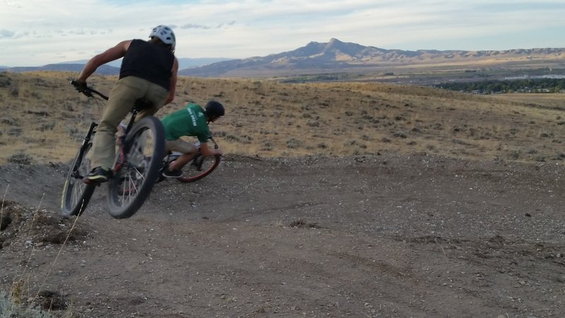 The scenery is great in all directions, but you probably won't even notice it through the tears in your eyes. (This berm has been super-sized since this photo was taken).