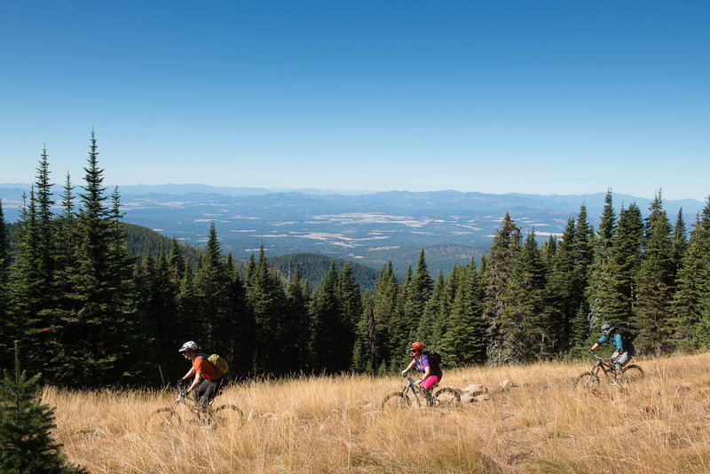 Enjoying the views and a break from the tech on Trail 140 on Mt. Spokane.