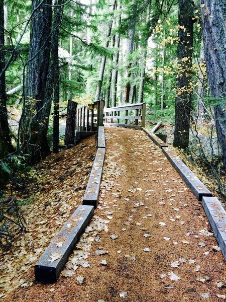 Really nice trail improvements like this bridge are all around the lake.