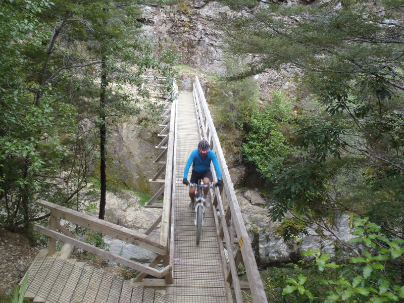 Crossing the Doom Creek gorge.