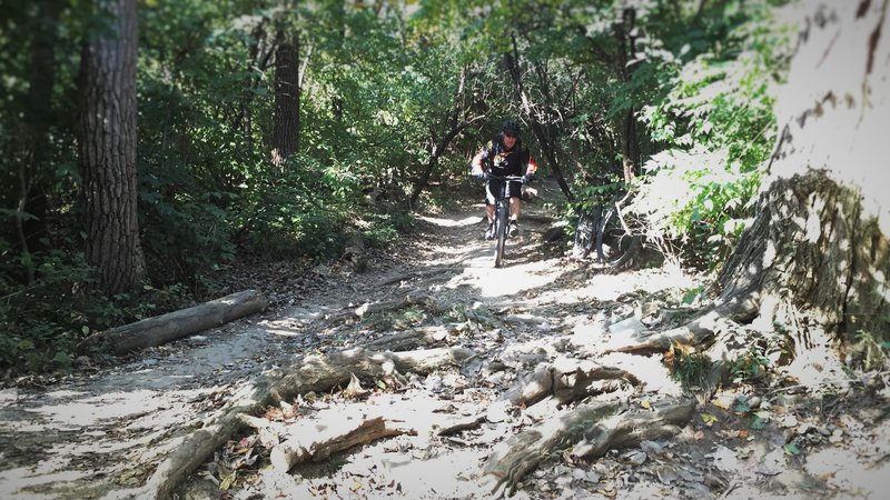 Rick Nestor approaching one of the technical sections on Gravity Cavity.